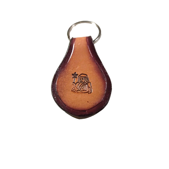 Lion Angel Star Leather Keychain - Picture 4 of 4